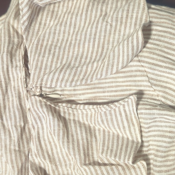NWT Intermix tan linen striped romper - Picture 9 of 11
